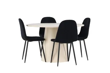 Lanzo Runt Matbord 120 cm med 4 Polar Matstol - Möbler - Bord & matgrupp - Matgrupp