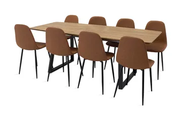 Leah Förlängningsbart Matgrupp med 8 Pontus Köksstol - Konstläder Brun/Beige - Möbler - Bord & matgrupp - Matgrupp