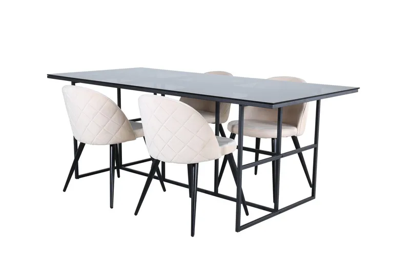 Leif Matbord 200 cm med 4 Velvet Stitches Matstol - Möbler - Bord & matgrupp - Matgrupp