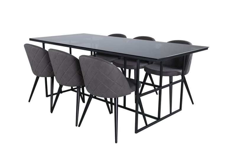 Leif Matbord 200 cm med 6 Velvet Stitches Matstol - Möbler - Bord & matgrupp - Matgrupp