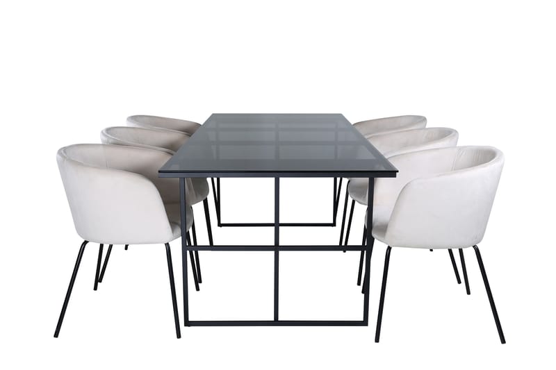 Leif Matgrupp 200 cm Rektangulär med 6 Berit stolar, Beige