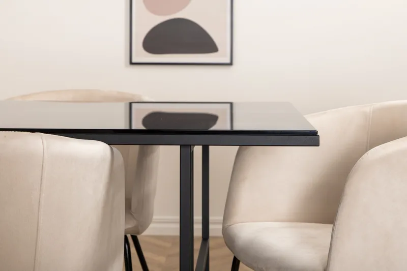 Leif Matgrupp 200 cm Rektangulär med 6 Berit stolar - Beige - Möbler - Bord & matgrupp - Matgrupp