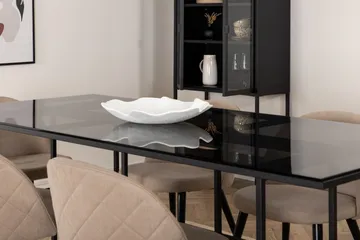 Leif Matgrupp 200 cm Rektangulär med 6 Velvet stolar - Beige - Möbler - Bord & matgrupp - Matgrupp