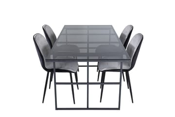 Leif Rektangulär Matgrupp 200 cm med 4 Emma Matstolar - ljusgrå - Möbler - Bord & matgrupp - Matgrupp