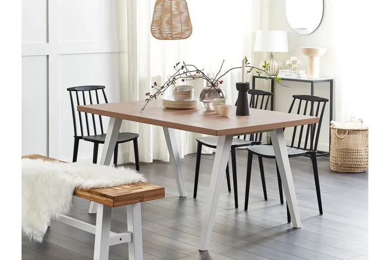 Lenister Matbord 90x150 cm - Vit/Ljusbrun - Möbler - Bord & matgrupp - Matbord & köksbord