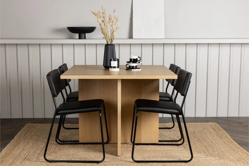 Leo Matgrupp 100 cm Rektangulär med 4 Kenth Stolar - Svart - Möbler - Bord & matgrupp - Matgrupp