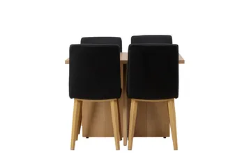 Leo Matgrupp 100 cm Rektangulär med 4 Today stolar - Svart - Möbler - Bord & matgrupp - Matgrupp