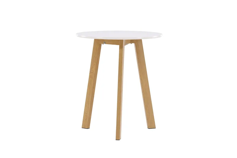 Leonora Litet Runt Matbord 65 cm med Trä- och Ekutseende, Vit