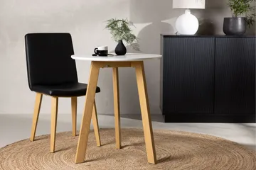 Leonora Litet Runt Matbord 65 cm med Trä- och Ekutseende - Vit - Möbler - Bord & matgrupp - Matbord & köksbord
