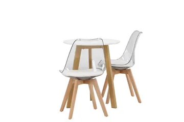 Leonora Matgrupp 65 cm Rund med 2 Edvin stolar - Vit - Möbler - Bord & matgrupp - Matgrupp