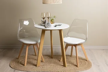 Leonora Matgrupp 65 cm Rund med 2 Edvin stolar - Vit - Möbler - Bord & matgrupp - Matgrupp