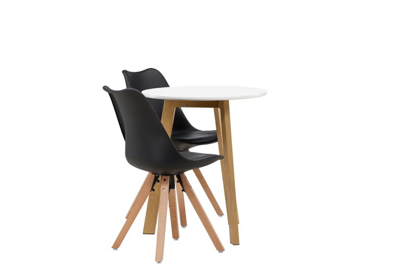 Leonora Matgrupp 65 cm Rund med 2 Zeno stolar - Svart - Möbler - Bord & matgrupp - Matgrupp