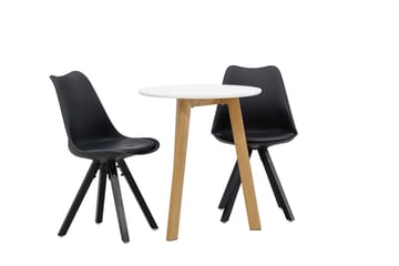 Leonora Matgrupp 65 cm Rund med 2 Zeno stolar - Svart - Möbler - Bord & matgrupp - Matgrupp