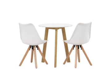 Leonora Matgrupp  65 cm Rund med 2 Zeno stolar - Vit - Möbler - Bord & matgrupp - Matgrupp