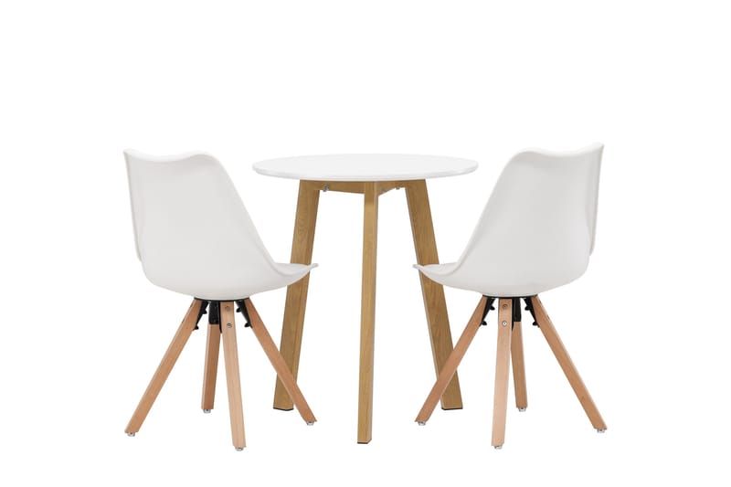 Leonora Matgrupp  65 cm Rund med 2 Zeno stolar - Vit - Möbler - Bord & matgrupp - Matgrupp
