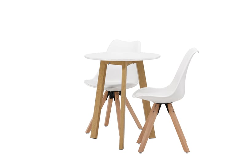 Leonora Matgrupp  65 cm Rund med 2 Zeno stolar - Vit - Möbler - Bord & matgrupp - Matgrupp