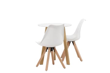Leonora Matgrupp  65 cm Rund med 2 Zeno stolar - Vit - Möbler - Bord & matgrupp - Matgrupp