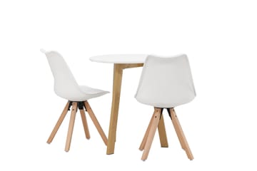 Leonora Matgrupp  65 cm Rund med 2 Zeno stolar - Vit - Möbler - Bord & matgrupp - Matgrupp