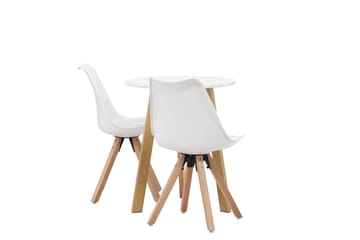 Leonora Matgrupp  65 cm Rund med 2 Zeno stolar - Vit - Möbler - Bord & matgrupp - Matgrupp