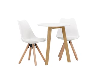 Leonora Matgrupp  65 cm Rund med 2 Zeno stolar - Vit - Möbler - Bord & matgrupp - Matgrupp