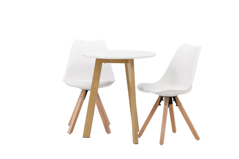 Leonora Matgrupp  65 cm Rund med 2 Zeno stolar - Vit - Möbler - Bord & matgrupp - Matgrupp