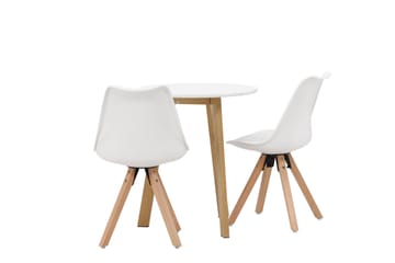 Leonora Matgrupp  65 cm Rund med 2 Zeno stolar - Vit - Möbler - Bord & matgrupp - Matgrupp