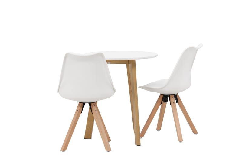 Leonora Matgrupp  65 cm Rund med 2 Zeno stolar - Vit - Möbler - Bord & matgrupp - Matgrupp