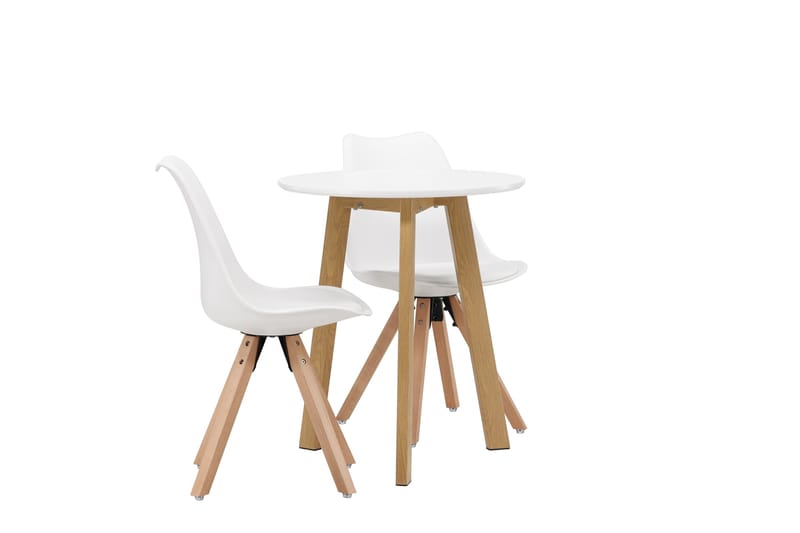 Leonora Matgrupp  65 cm Rund med 2 Zeno stolar - Vit - Möbler - Bord & matgrupp - Matgrupp