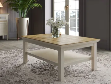 Letira Soffbord 100 cm - Krämfärgad, ek och grå - Möbler - Bord & matgrupp - Soffbord