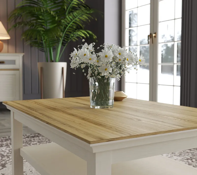 Letira Soffbord 100 cm - Krämfärgad, ek och grå - Möbler - Bord & matgrupp - Soffbord