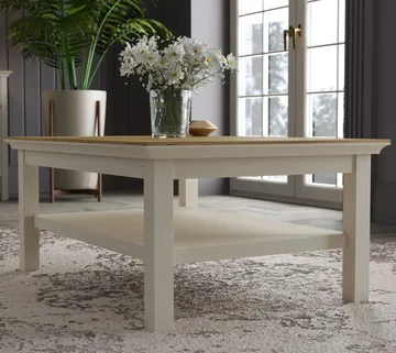 Letira Soffbord 100 cm - Krämfärgad, ek och grå - Möbler - Bord & matgrupp - Soffbord