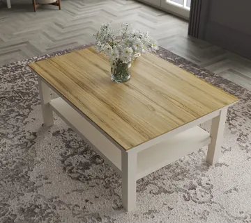 Letira Soffbord 100 cm - Krämfärgad, ek och grå - Möbler - Bord & matgrupp - Soffbord