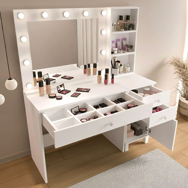 Levio Sminkbord 125,4x147x44,5 cm - Vit - Möbler - Bord & matgrupp - Sminkbord & toalettbord