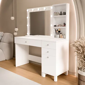 Levio Sminkbord 125,4x147x44,5 cm - Vit - Möbler - Bord & matgrupp - Sminkbord & toalettbord