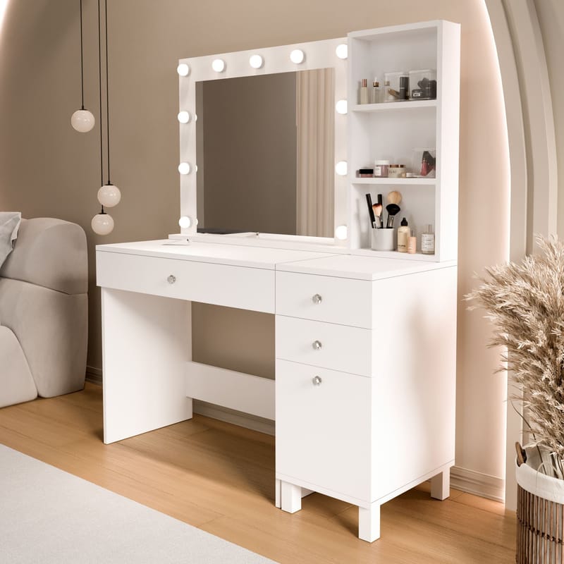 Levio Sminkbord 125,4x147x44,5 cm - Vit - Möbler - Bord & matgrupp - Sminkbord & toalettbord