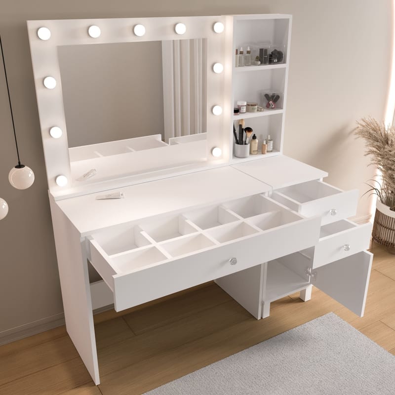 Levio Sminkbord 125,4x147x44,5 cm - Vit - Möbler - Bord & matgrupp - Sminkbord & toalettbord