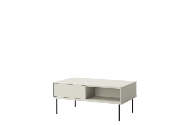 Levisa 110 cm Rektangulärt Soffbord med Lådor i Trä, Beige