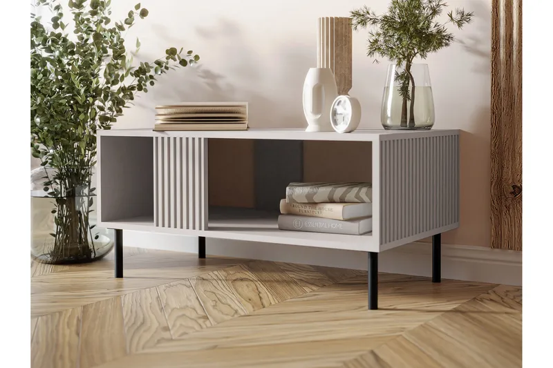 Lionel 92 cm Rektangulärt Soffbord med Hyllor i Målat Trä - Beige - Möbler - Bord & matgrupp - Soffbord