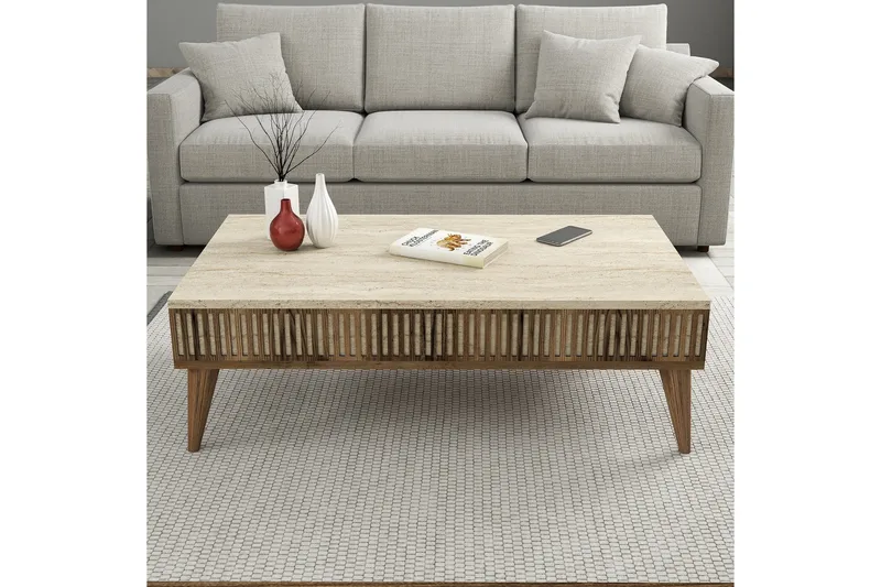 Lissione Soffbord 105 cm - Valnöt/Beige - Möbler - Bord & matgrupp - Soffbord