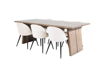 Logger Matgrupp 210 cm Rektangulär med 6 Velvet Stolar - Beige - Möbler - Bord & matgrupp - Matgrupp