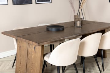 Logger Matgrupp 210 cm Rektangulär med 6 Velvet Stolar - Beige - Möbler - Bord & matgrupp - Matgrupp