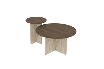 Lorricus Soffbord 70 cm Rund - Valnöt Och Travertin - Möbler - Bord & matgrupp - Soffbord
