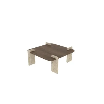 Lorvenor Kvadratiskt Soffbord 90 cm i Trä med Skivben i Travertinlook - Brun - Möbler - Bord & matgrupp - Soffbord