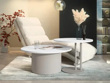 Lorvyn Satsbord rund 58/75 cm - Beige, vit - Möbler - Bord & matgrupp - Soffbord