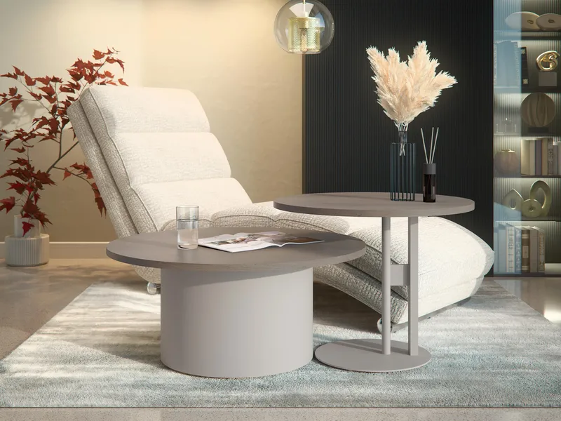 Lorvyn Satsbord rund 58/75 cm - Beige och ljusbrun - Möbler - Bord & matgrupp - Soffbord