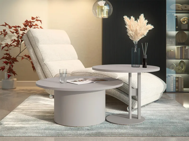 Lorvyn Satsbord rund 58/75 cm - Beige - Möbler - Bord & matgrupp - Soffbord
