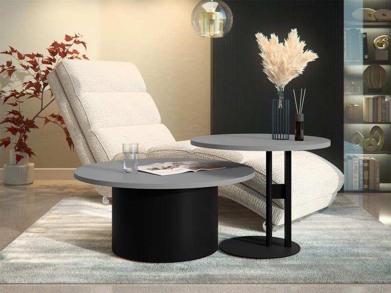 Lorvyn Satsbord rund 58/75 cm - Grå, svart - Möbler - Bord & matgrupp - Soffbord