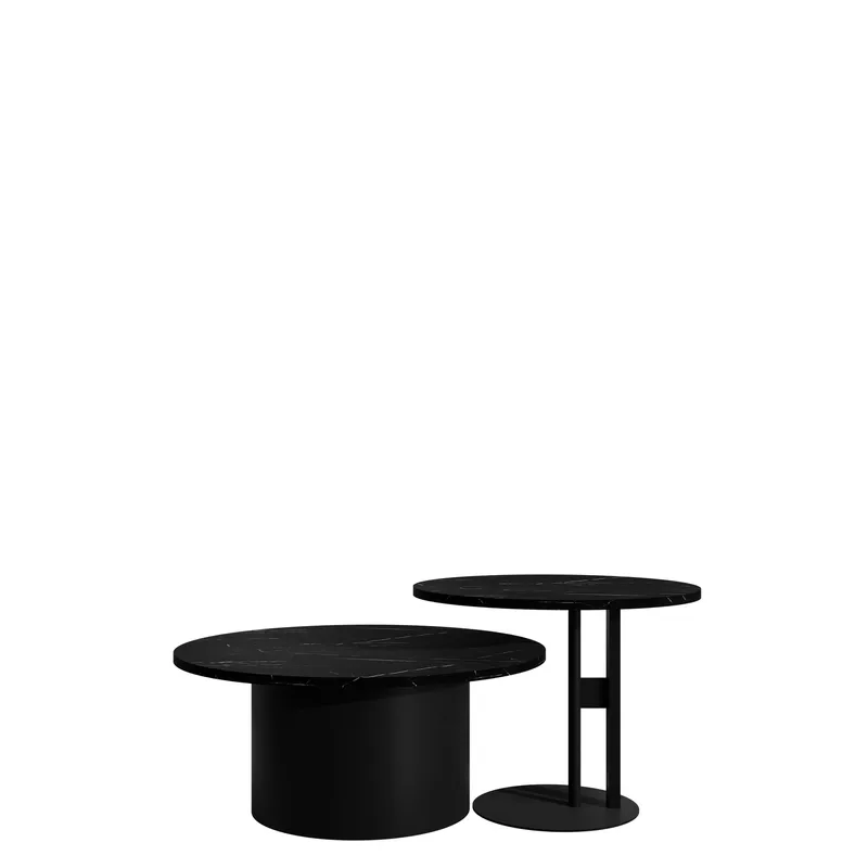 Lorvyn Satsbord rund 58/75 cm - Svart marmor - Möbler - Bord & matgrupp - Soffbord