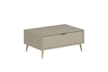 Luxe 90 cm Rektangulärt Soffbord med Lådor i Trä - Beige - Möbler - Bord & matgrupp - Soffbord