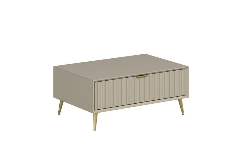 Luxe 90 cm Rektangulärt Soffbord med Lådor i Trä - Beige - Möbler - Bord & matgrupp - Soffbord